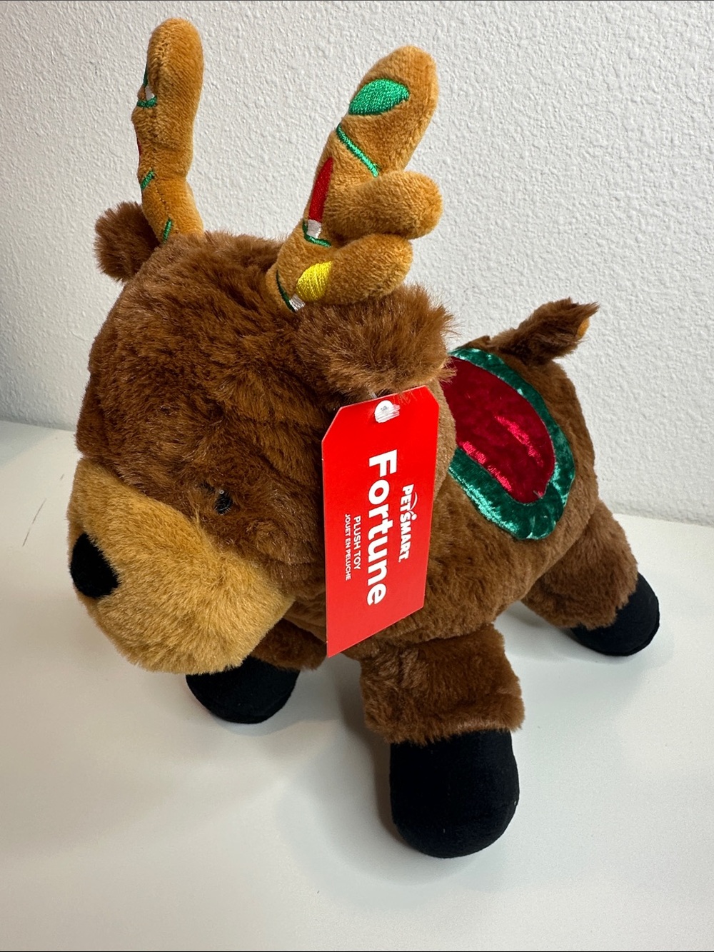 Fortune Plush Reindeer Toy - Brown Holiday Plush for dogs
